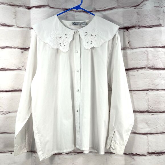 Alison Craig Vintage White Button Down Top SZ 16 - Picture 1 of 10
